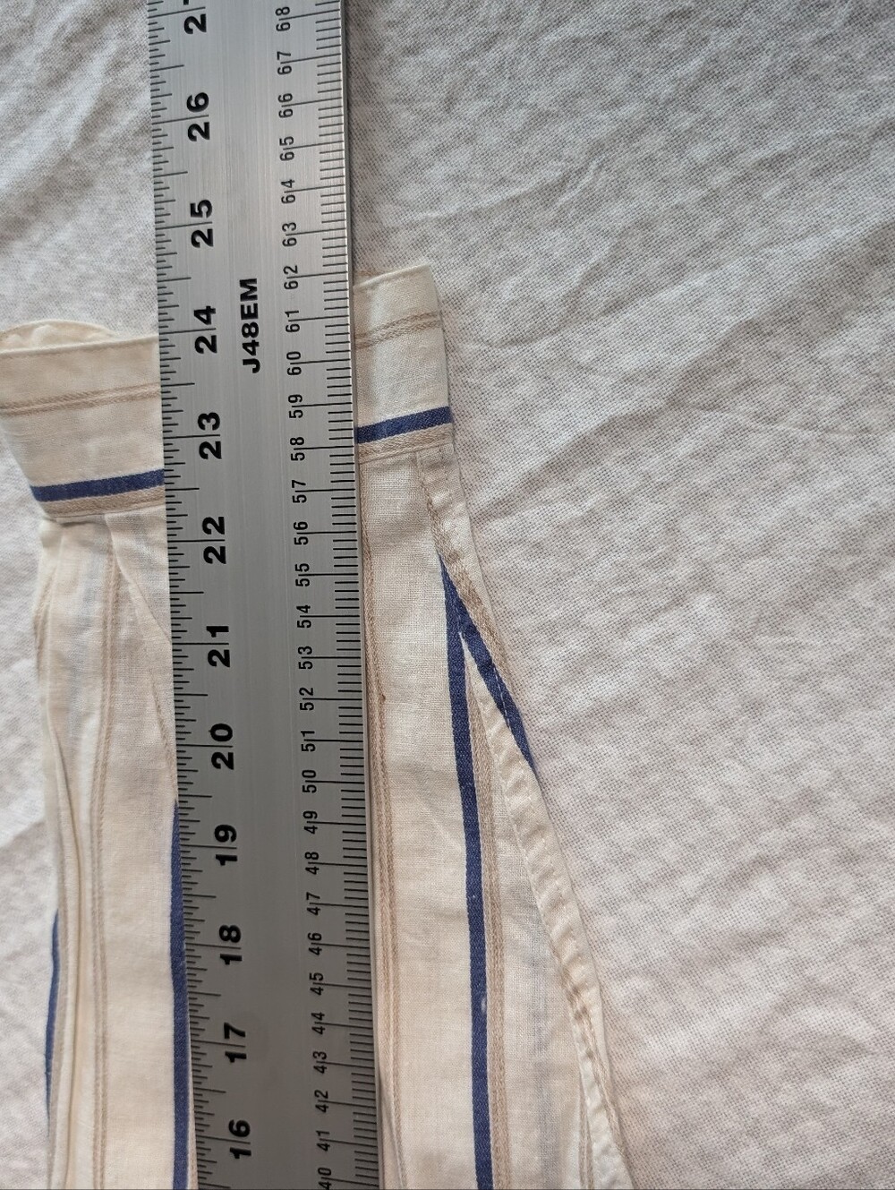 Vintage YSL Yves Saint Laurent Linen Cream Shirt with Blue & Tan Stripes - Picture 7 of 10